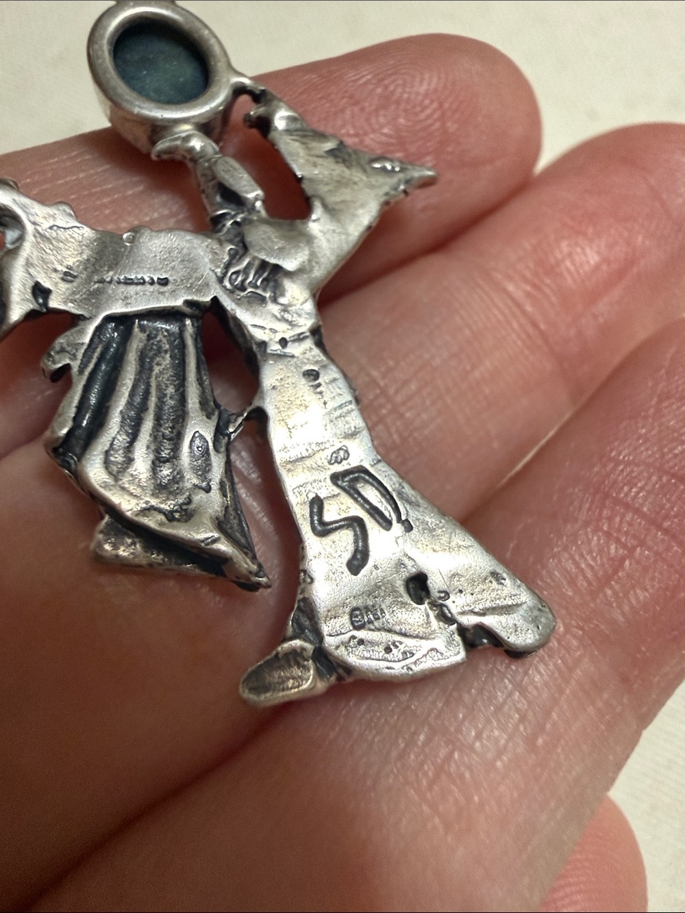 Sterling Silver Wizard Pendant with Dark labradorite Stone - Picture 6 of 10